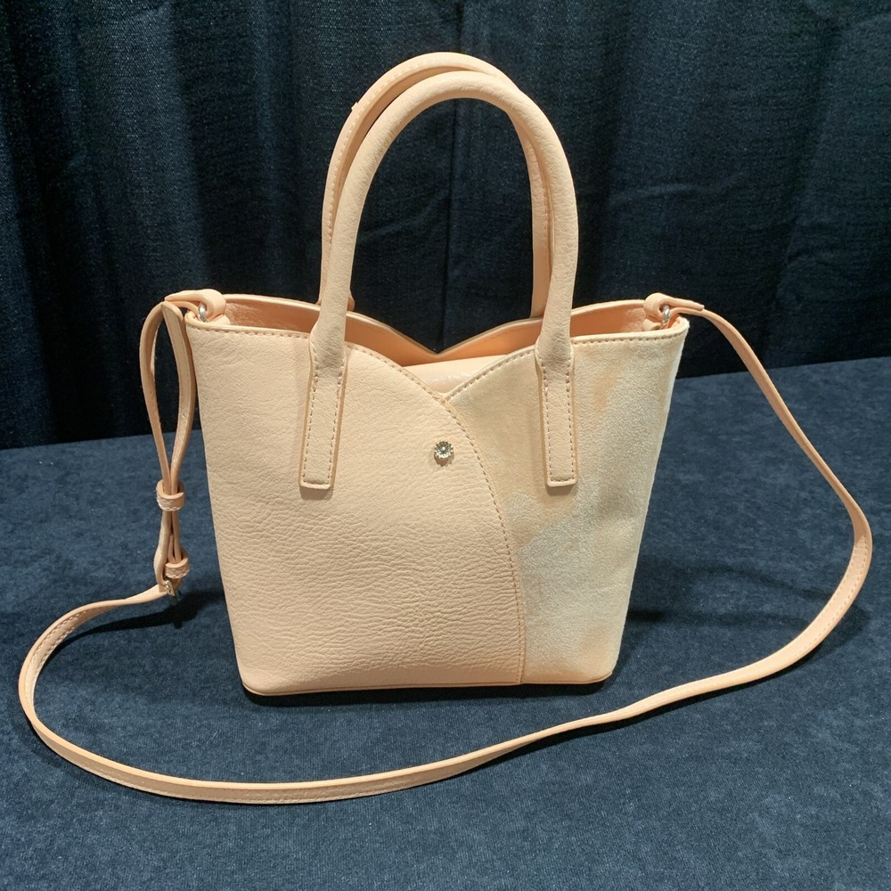 LC Lauren Conrad Tulip Mini Purse Pale Peach Pink Pebbled Suede Crossbody Bag